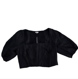 Reformation Yucca Top 100% Linen Black Size 12